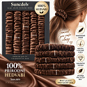 Silk hair tie made of 100% natural silk – gentle scrunchie, chocolate brown, 5 pieces