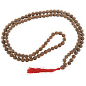 108 Mala Shiva Rudraksha, meditation jewellery, natural Indian seeds, knotted, elastic, handmade, tassel 8 cm, bead 7-8 mm