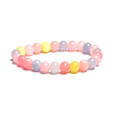 Morganite bracelet elastic natural stone, ball 8 mm / 16-17 cm, stone of divine love