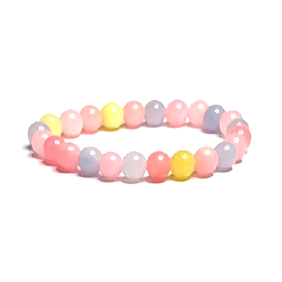 Morganite bracelet elastic natural stone, ball 8 mm / 16-17 cm, stone of divine love