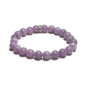 Lepidolite pink bracelet elastic natural stone, ball 8 mm / 16-17 cm, athletes amulet