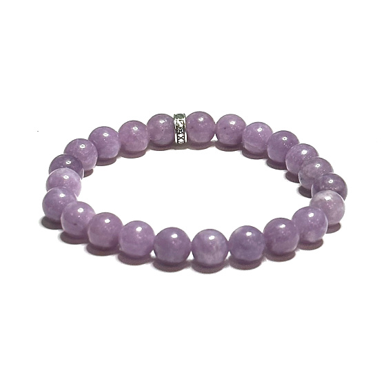 Lepidolite pink bracelet elastic natural stone, ball 8 mm / 16-17 cm, athletes amulet