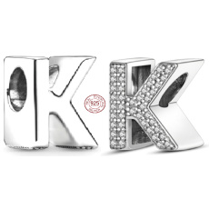 Charm Sterling silver 925 Alphabet letter K, bead for bracelet Charm Sterling silver 925 Alphabet letter K, bead for bracelet