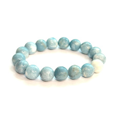 Larimar bracelet elastic natural stone, 11 / 12 mm / 16 - 17 cm, calm - peace - serenity