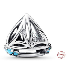 Charm Sterlingové stříbro 925 Plachetnice, korálek na náramek cestování Charm Sterlingové stříbro 925 Plachetnice, korálek na náramek cestování