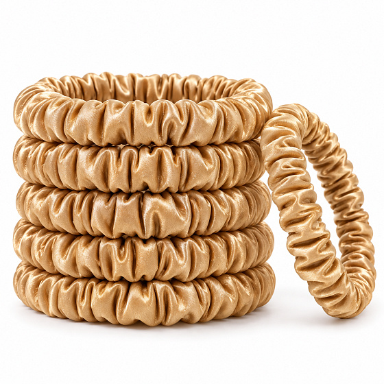 Silk hair tie 100% natural silk – gentle scrunchie, gold