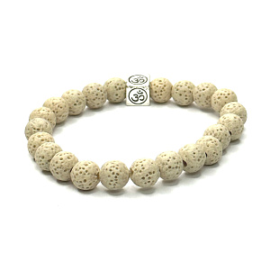 Lava cream with royal mantra Om, bracelet elastic natural stone, ball 8 mm / 16-17 cm, born of the four elements Lava cream with royal mantra Om, bracelet elastic natural stone, ball 8 mm / 16-17 cm, born of the four elements