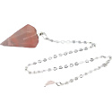 Crystal pink Pendulum natural stone 2,5 cm + 18 cm chain with bead, stone stones