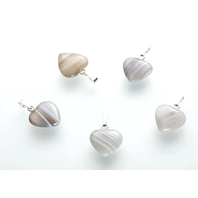 Agate grey Heart pendant natural stone 15 mm, 1 piece
