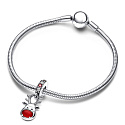 Sterling Silver 925 Red Nose Reindeer - Let your light shine, Christmas Bracelet Pendant