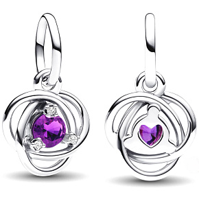 Charm Sterling silver 925 Violet eternity circle February, pendant on bracelet symbol