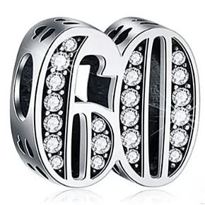Charm Sterling silver 925 60 anniversary, bead on bracelet Charm Sterling silver 925 60 anniversary, bead on bracelet