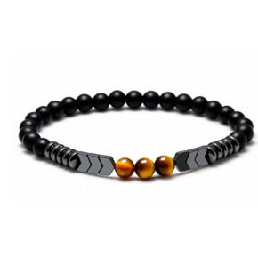 Onyx / Tiger eye / Hematite bracelet elastic natural stone matt, ball 8 mm / 16 - 17 cm Onyx / Tiger eye / Hematite bracelet elastic natural stone matt, ball 8 mm / 16 - 17 cm