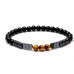 Onyx / Tiger eye / Hematite bracelet elastic natural stone matt, ball 8 mm / 16 - 17 cm