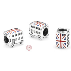 Sterling silver 925 London Doubledecker bus, travel bracelet bead