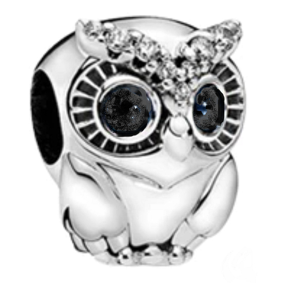 Charm Sterling silver 925 Wise Owl, bead on bracelet animal
