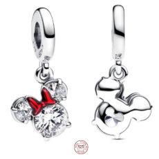 Charm Sterlingové stříbro 925 Disney Minnie silueta, přívěsek na náramek film