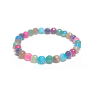 Agate multicoloured facet chakrt bracelet elastic natural stone, ball 6 mm / 16 - 17 cm Agate multicoloured facet chakrt bracelet elastic natural stone, ball 6 mm / 16 - 17 cm