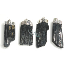 Tourmaline / Scoryl in metal pendant natural stone approx. 3,5 - 5 cm 1 piece, guardian of good mood Tourmaline / Scoryl in metal pendant natural stone approx. 3,5 - 5 cm 1 piece, guardian of good mood