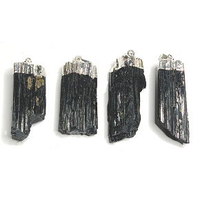Tourmaline / Scoryl in metal pendant natural stone approx. 3,5 - 5 cm 1 piece, guardian of good mood