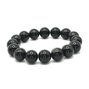 Obsidian bracelet elastic natural stone, ball 12 mm / 16 - 17 cm, borderless
