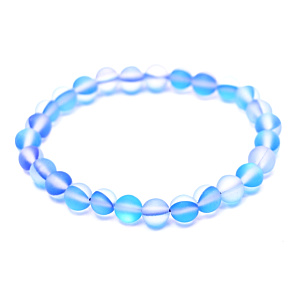 Opalite blue matt bracelet elastic, synthetic stone ball 6 mm / 16 cm, for children, wishing and hope stone Opalite blue matt bracelet elastic, synthetic stone ball 6 mm / 16 cm, for children, wishing and hope stone