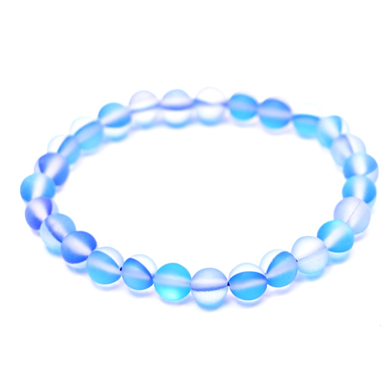 Opalite blue matt bracelet elastic, synthetic stone ball 6 mm / 16 cm, for children, wishing and hope stone