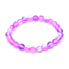 Opalit purple matt bracelet elastic, synthetic stone ball 6 mm / 16 cm, for children, wishing and hope stone