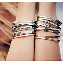Stainless steel bracelet silver with engraving Flies with her own wings, open cuff, 4 mm