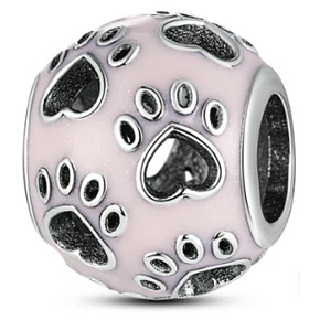 Charm Sterling Silver 925 Paws, Heart, Bead for Pet Bracelet