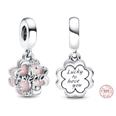 Sterling Silver 925 Friendship Quatrefoil - Lucky to have you, friendship bracelet pendant