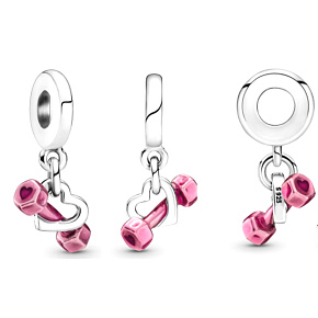 Charm Sterling silver 925 Chinka and heart, pendant on bracelet sport