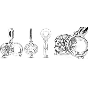 Charm Sterling silver 925 Magnified Star, 2in1 space bracelet pendant