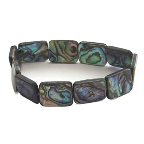 Paua mušle / Abalon s duhovou hrou barev náramek 12 x 16 mm / 16 - 17 cm, symbol ochrany a životní rovnováhy