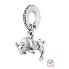 Charm Sterling Silver 925 Taurus, Charging Bull - Wall Street in the Financial District of New York City, travel bracelet pendant