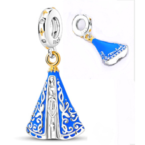 Sterling silver 925 Religious charm Virgin San Juan Lagos Blessed Virgin Mary venerated by Mexican and Texans, pendant bracelet