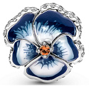Sterling silver 925 Blue pansy, bead for bracelet nature
