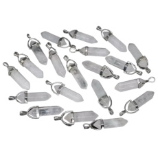 Crystal Pendulum Hexagon Pendant Natural Stone 41 x 13 mm, Hand-Carved, Stone of Stones 1 Piece