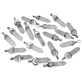 Crystal Pendulum Hexagon Pendant Natural Stone 41 x 13 mm, Hand-Carved, Stone of Stones 1 Piece