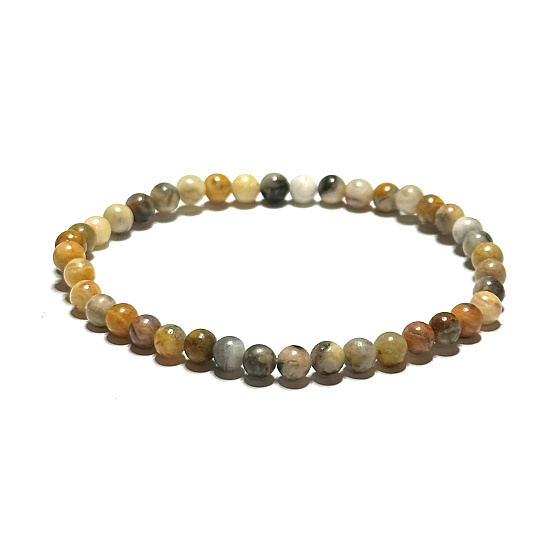 Crazy Agate elastic bracelet natural stone, 4 mm bead / 19 cm, stability, energy, confidence