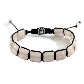 Růženin náramek pletený přírodní kámen, rozměr 10 x 10 x 5 mm / 18,5 cm, posuvné zapínání, kámen lásky