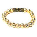 Lava gold color plated bracelet elastic natural stone, bead 8 mm / 16-17 cm, born of the four elements