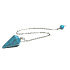 Tyrkenite blue pendulum 2,5 cm + 18 cm chain with bead, stone of young people, looking for a life goal