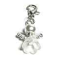 Guardian angel pendant with white skirt and pearl 14 x 19 mm 1 piece