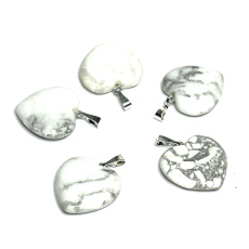 Magnesite / Howlite White Heart Pendant Natural Stone 20 mm, Purification Stone