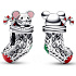 Sterling silver 925 Mouse in Christmas stocking, Christmas bracelet bead