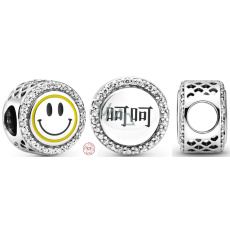 Sterling silver 925 Talisman sparkly smiley bead on bracelet symbol