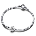Charm Sterling silver 925 Beauty of the heavens, sun/moon, with cubic zirconia stopper, clip bead on universe bracelet