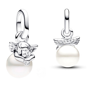 Charm Sterling silver 925 Angel on a cloud - Mini medallion, bracelet pendant symbol Charm Sterling silver 925 Angel on a cloud - Mini medallion, bracelet pendant symbol