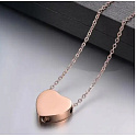 Commemorative urn pendant, Heart rose gold waterproof, stainless steel